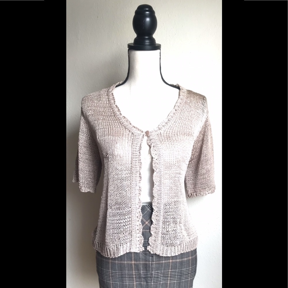 Silver Grey Gold Metallic Knitted Cardigan, PM